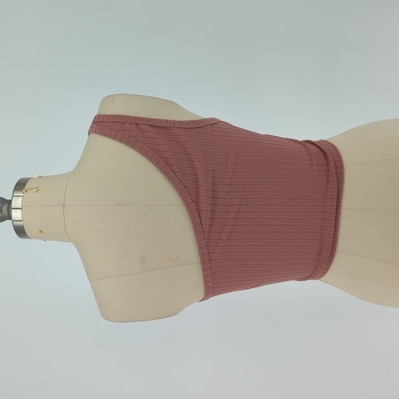 Women's One Shoulder Knit Cropped Tank Top Pink XS casual summer hippie minimal - Picture 2 of 4